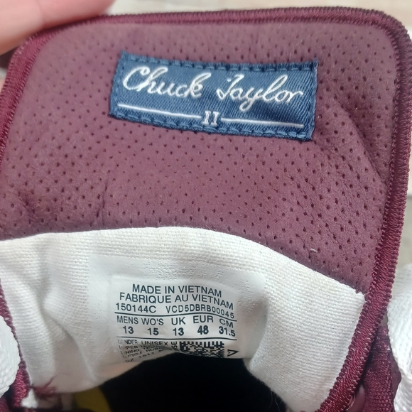 Converse Chuck Taylor II (discontinued) High Tops Maroon Lunarlon Men's Size 13 - Picture 13 of 15
